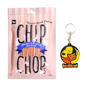 chip chops chicken amp codfish sandwich dog treats - 70g pack of 2 healthy tasty high-protein snacks for training amp rewards  suitable for all breeds  sold by foodie puppies with free keyring