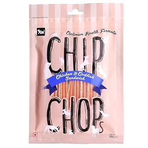 chip chops chicken amp codfish sandwich dog treats - 70g pack of 1 healthy tasty high-protein snacks for training amp rewards  suitable for all breeds  sold by foodie puppies with free keyring