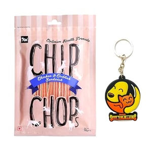 chip chops chicken amp codfish sandwich dog treats - 70g pack of 3 healthy tasty high-protein snacks for training amp rewards  suitable for all breeds  sold by foodie puppies with free keyring