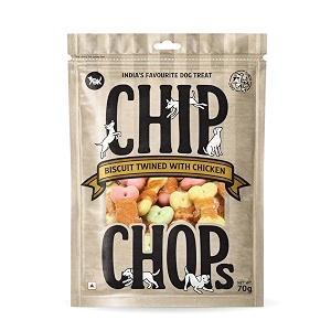 chip chops biscuit twined with chicken dog treats - 70g pack of 1 healthy tasty high-protein snacks for training amp rewards  suitable for all breeds  sold by foodie puppies with free keyring