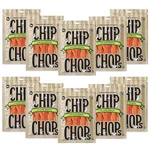 chip chops chicken tenders dog treats - 70g pack of 10 healthy tasty high-protein snacks for training amp rewards  suitable for all breeds  sold by foodie puppies with free keyring