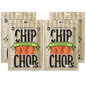 chip chops chicken tenders dog treats - 70g pack of 4 healthy tasty high-protein snacks for training amp rewards  suitable for all breeds  sold by foodie puppies with free keyring