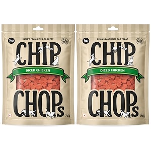 chip chops diced chicken dog treats - 70g pack of 2 healthy tasty high-protein snacks for training amp rewards  suitable for all breeds  sold by foodie puppies with free keyring