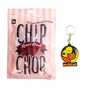 chip chops roast duck strips dog treats - 70g pack of 1 healthy tasty high-protein snacks for training amp rewards  suitable for all breeds  sold by foodie puppies with free keyring