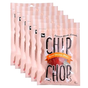 chip chops dog treats 70gm roast chicken strips  pack of 6 - sold by foodie puppies with free key ring