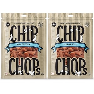 chip chops fish on stick dog treats - 70g pack of 2 healthy tasty high-protein snacks for training amp rewards  suitable for all breeds  sold by foodie puppies with free keyring