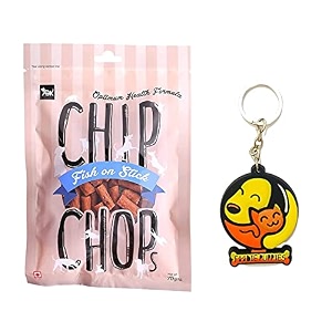 chip chops fish on stick dog treats - 70g pack of 3 healthy tasty high-protein snacks for training amp rewards  suitable for all breeds  sold by foodie puppies with free keyring