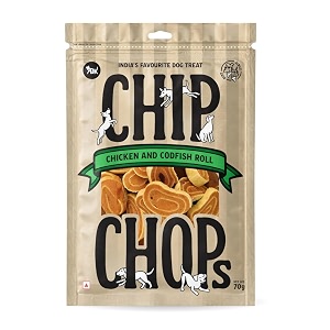 chip chops chicken amp codfish rolls dog treats - 70g pack of 1 healthy tasty high-protein snacks for training amp rewards  suitable for all breeds  sold by foodie puppies with free keyring