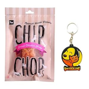 chip chops biscuit twined with chicken dog treats - 70g pack of 1 healthy tasty high-protein snacks for training amp rewards  suitable for all breeds  sold by foodie puppies with free keyring