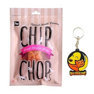 chip chops biscuit twined with chicken dog treats - 70g pack of 1 healthy tasty high-protein snacks for training amp rewards  suitable for all breeds  sold by foodie puppies with free keyring