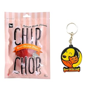 chip chops roast chicken strips dog treats - 70g pack of 1 healthy tasty high-protein snacks for training amp rewards  suitable for all breeds  sold by foodie puppies with free keyring