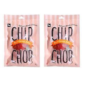 chip chops roast chicken strips dog treats - 70g pack of 2 healthy tasty high-protein snacks for training amp rewards  suitable for all breeds  sold by foodie puppies with free keyring
