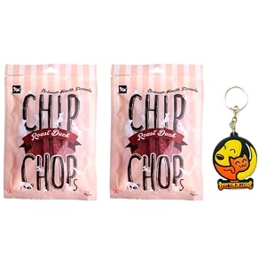 chip chops roast duck strips dog treats - 70g pack of 2 healthy tasty high-protein snacks for training amp rewards  suitable for all breeds  sold by foodie puppies with free keyring