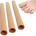 Chiroplax Toe Tubes Sleeves Protectors Cushions Fabric & Gel Lining Finger Toe Separator Tubing for Bunion Hammer Toe Callus Corn Blister (3 Pack, Large)