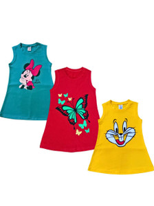 CHIRUK Girls Midi Knee Length Casual Dress