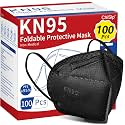 ChiSip KN95 Face Mask 100Pcs, 5 Layer Design Cup Dust Safety Masks, Breathable Protection Masks Against PM2.5 Dust for Adult, Men, Women, Black