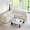 CHITA 106" Modular Sectional Sofa, 5 Seat V Shape Couch, Linen