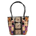 shantiniketan genuine leather handcrafted handtooled geometric motif abstract pattern design mini shopping shoulder bag for women
