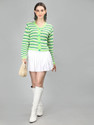 CHKOKKO Casual Striped Women Green Top