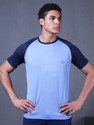 CHKOKKO Colorblock Men Round Neck Light Blue