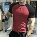 CHKOKKO Colorblock Men Round Neck Maroon Black