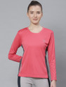 CHKOKKO Women Solid Round Neck Polyester Pink