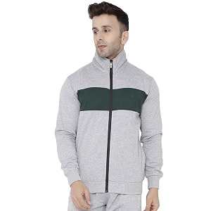 chkokko fleece men winter sports running zipper collared neck stylish jacket