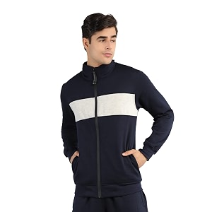chkokko fleece men winter sports running zipper collared neck stylish jacket