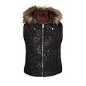 CHKOKKO Girl's Polyester Winter Wear Sleeveless Zipper Hooded Standard Length Puffer Jacket