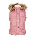 CHKOKKO Girl's Polyester Winter Wear Sleeveless Zipper Hooded Standard Length Puffer Jacket