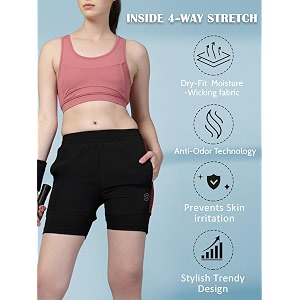 chkokko gym shorts for women workout sports running quick dry fit double layer inner compression with pockets breathable lightweight wear