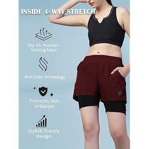 chkokko gym shorts for women workout sports running quick dry fit double layer inner compression with pockets breathable lightweight wear