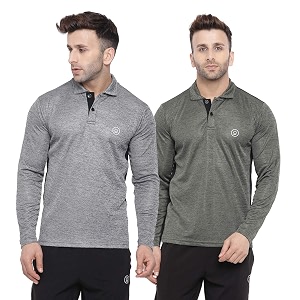 chkokko men39s regular fit polo full sleeves gym t-shirt light grey olive size l