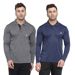 chkokko men39s regular fit polo full sleeves gym t-shirt navy blue greyish green size 3xl