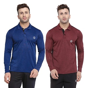 chkokko men39s regular fit polo full sleeves gym t-shirt blue red size m