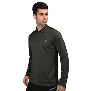 chkokko men polyester gym regular fit full sleeves polo t-shirt olive size s