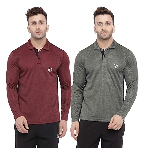 chkokko men39s regular fit polo full sleeves gym t-shirt olive red size l