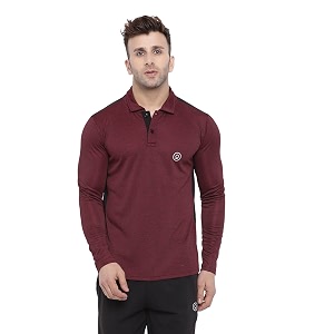 chkokko men39s gym regular fit full sleeves polo t-shirt wine size 3xl