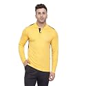 CHKOKKO Men's Solid Active Sports Wear Polo Full Sleeve Gym T-Shirt with Button-Down Collar Quick Dry Breathable Perfect for Workout Regular Fit and Running Tee Mustard XXL