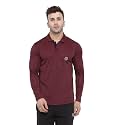 CHKOKKO Men's Gym Regular Fit Full Sleeves Polo T-Shirt Wine Size 3XL