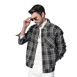 CHKOKKO Mens Tweed Winter Shacket Stylish Flannel