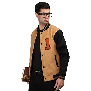 CHKOKKO Mens Regular Varsity Jacket with Snap