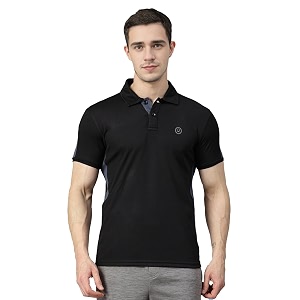 chkokko men polyester solid active sports wear polo half sleeve gym t-shirt with button-down collar quick dry breathable perfect for workout regular fit and running tee