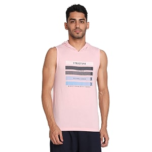 chkokko men regular fit hoodied tank top gym sleeveless sport vest light pink size xl