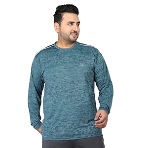 CHKOKKO Mens Plus Size Round Neck Full
