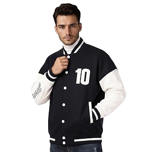 CHKOKKO Mens Oversized Varsity Jacket with Snap