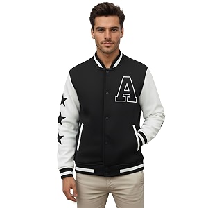 CHKOKKO Mens Regular Varsity Jacket with Snap