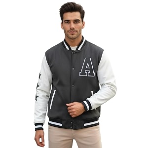CHKOKKO Mens Regular Varsity Jacket with Snap