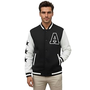 CHKOKKO Mens Regular Varsity Jacket with Snap