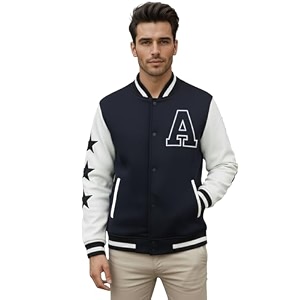 CHKOKKO Mens Regular Varsity Jacket with Snap